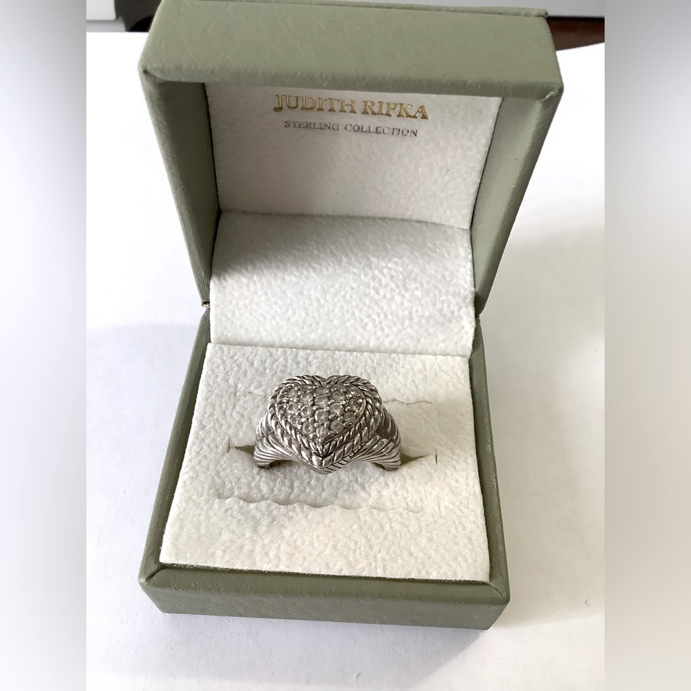 Judith Ripka Sterling Silver Heart Ring Size 8
